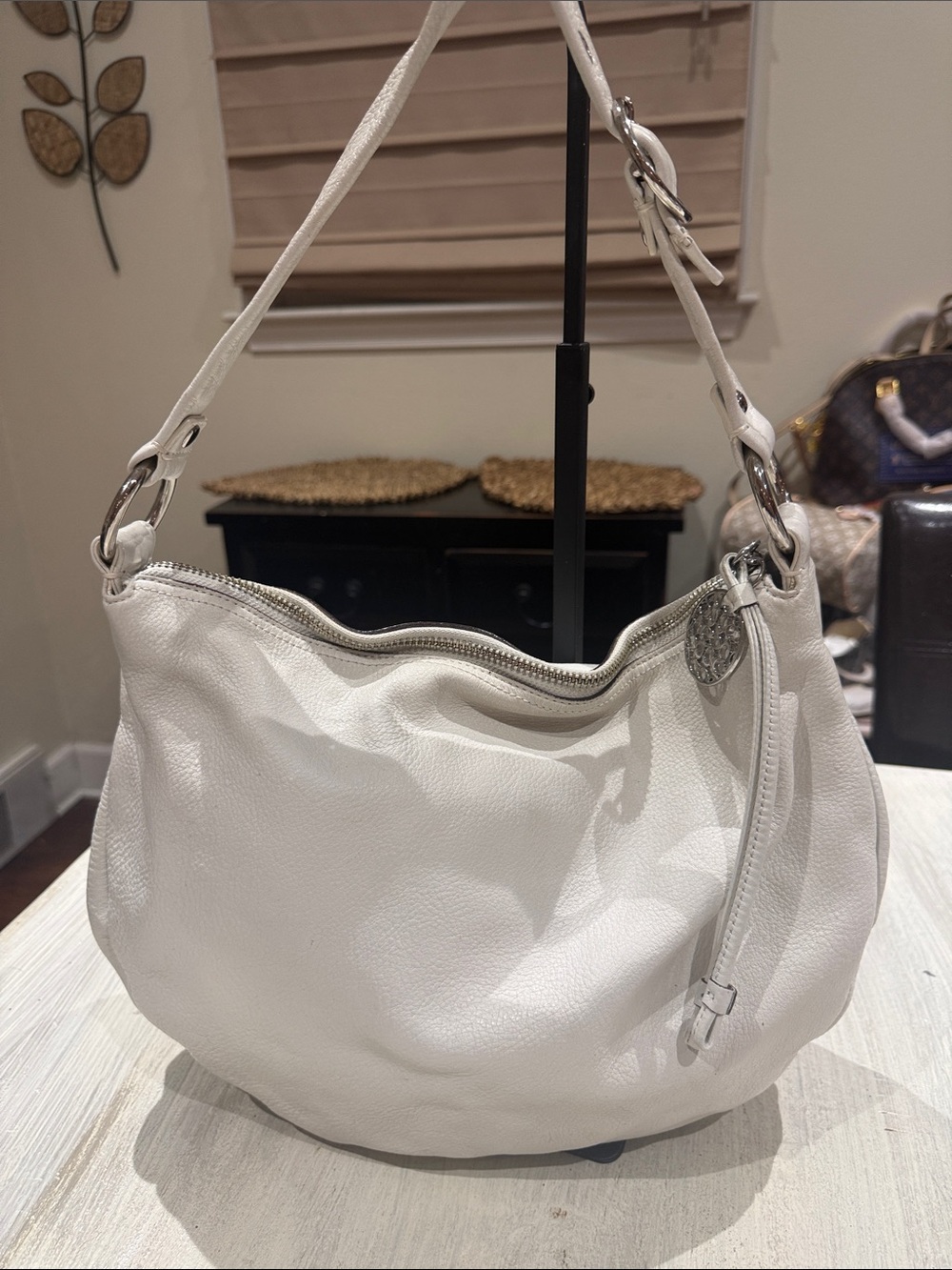 Coach Ali White Pebble Leather Hobo Shoulder Bag